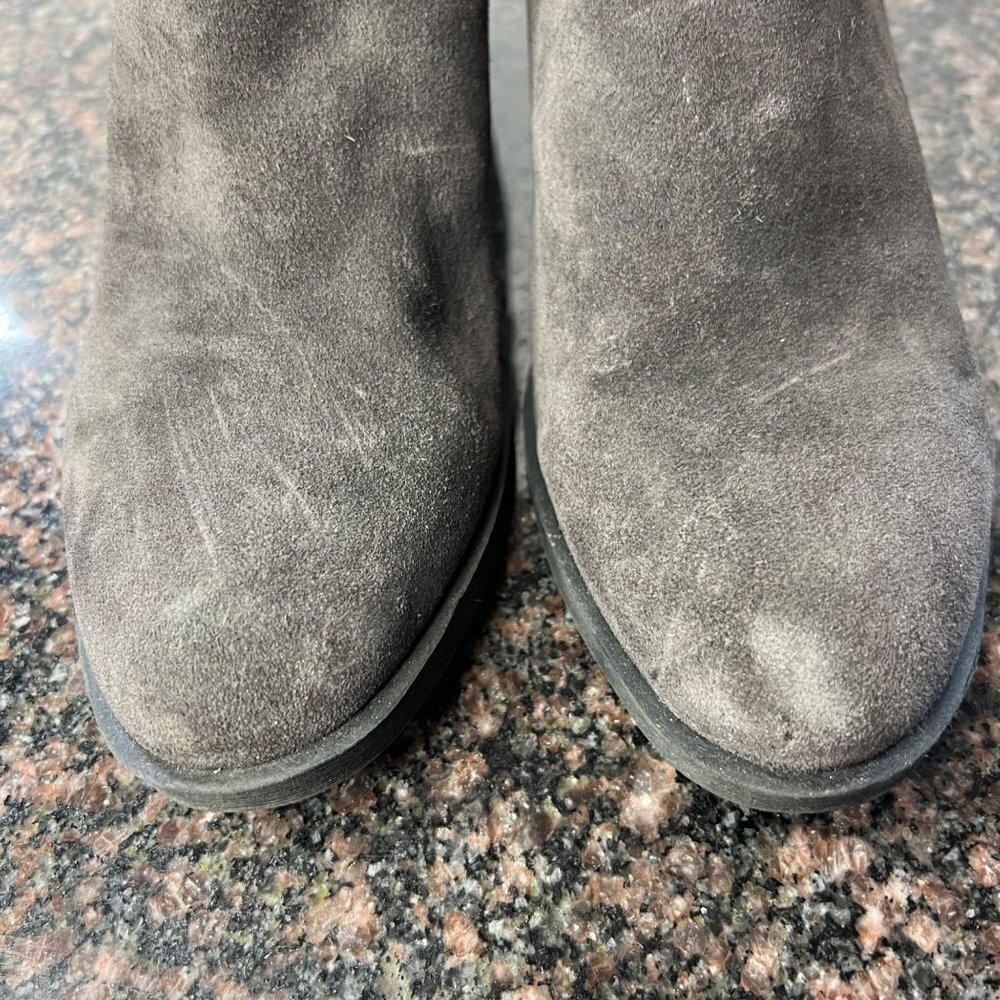 Kenneth Cole DARA Gray Leather Ankle Boot Suede Bootie Heeled Size 8 - Picture 6 of 10